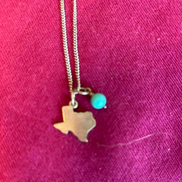 James Avery Silver Necklace with Texas Pendant and Blue Bead (two charms) - Picture 6 of 6
